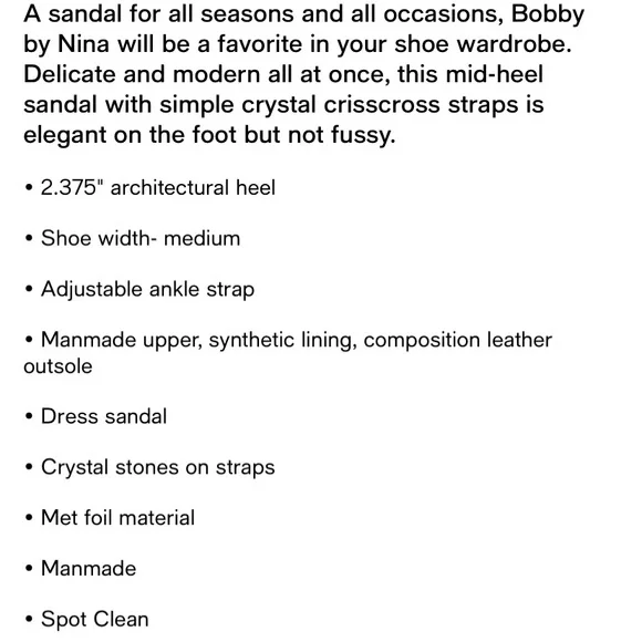 BRAND NEW IN BOX Women’s Size 7.5 Nina Evening Heeled Sandals! Bobby by Nina! 😍 - Picture 6 of 6